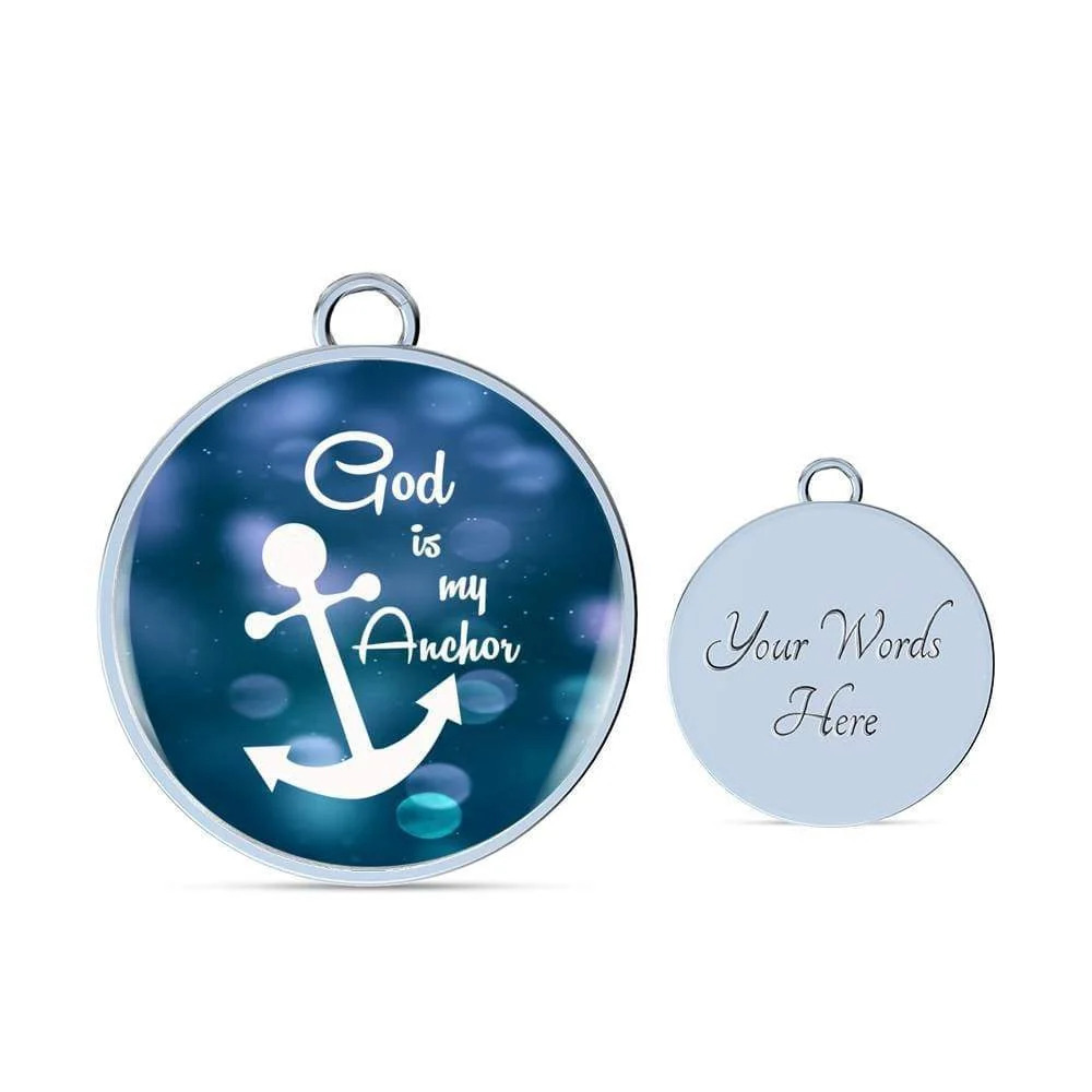 God Is My Anchor Hebrews Scripture Personalized Engraved Silver Circle Bangle